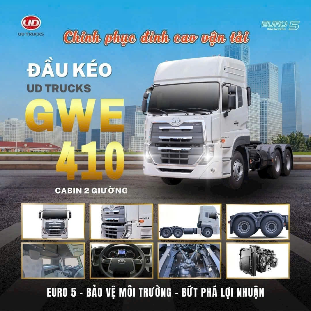 Đầu kéo 6x4 UD QUESTER 410Hp, 02 Giường